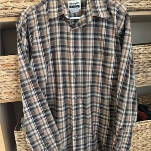Wrangler Riata Brown and Cream Plaid Shirt